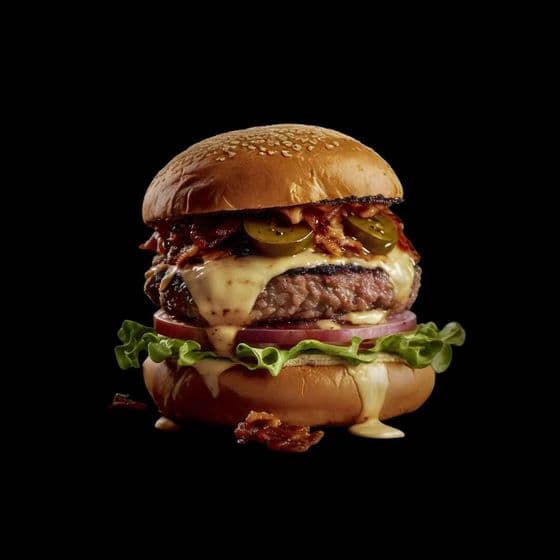 Hamburguesa gourmet con bacon y jalapeños